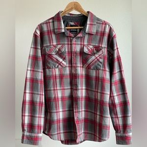 Prana Red & Gray Flannel with Pockets, men’s size XL